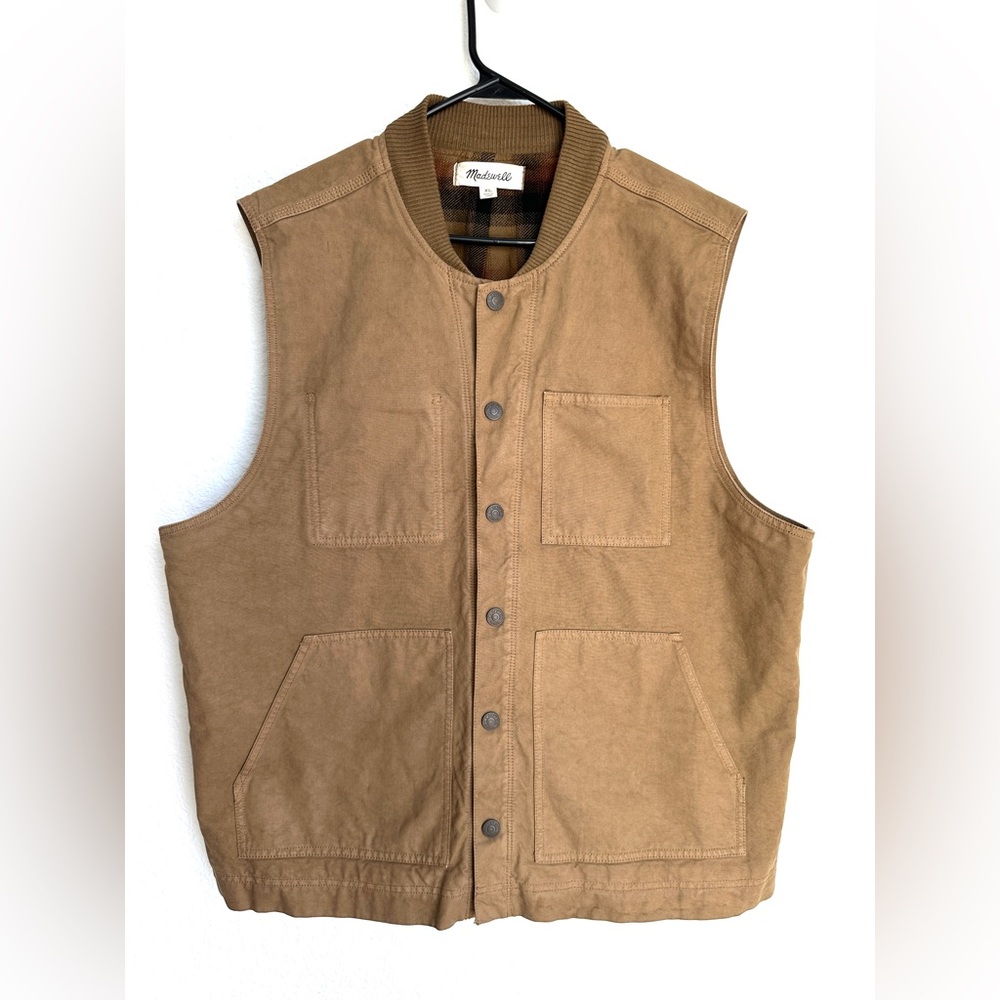 Madewell Flannel-Lined Canvas Workwear Vest size XL NWOT - Picture 3 of 10